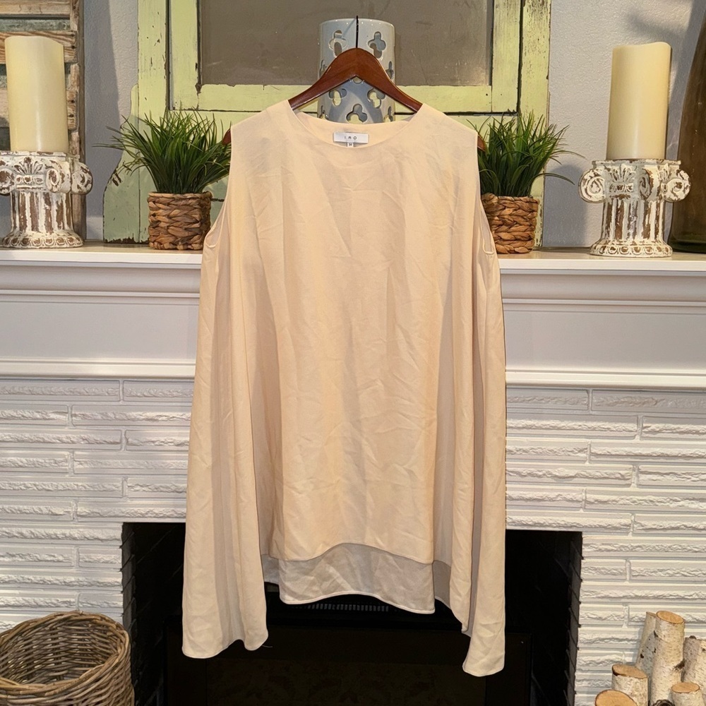 IRO Cream LEE Asymmetric Oversized Draped Mini Designer Dress Sleeveless Size XS